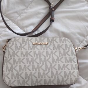 Michael Kors Logo Crossbody Bag in Cream and Brown